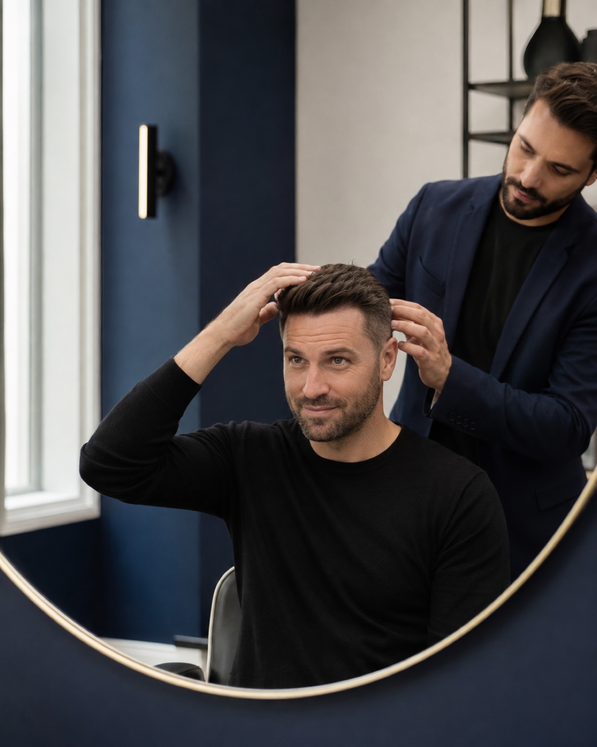 Trabajo especializado en una solución capilar masculina